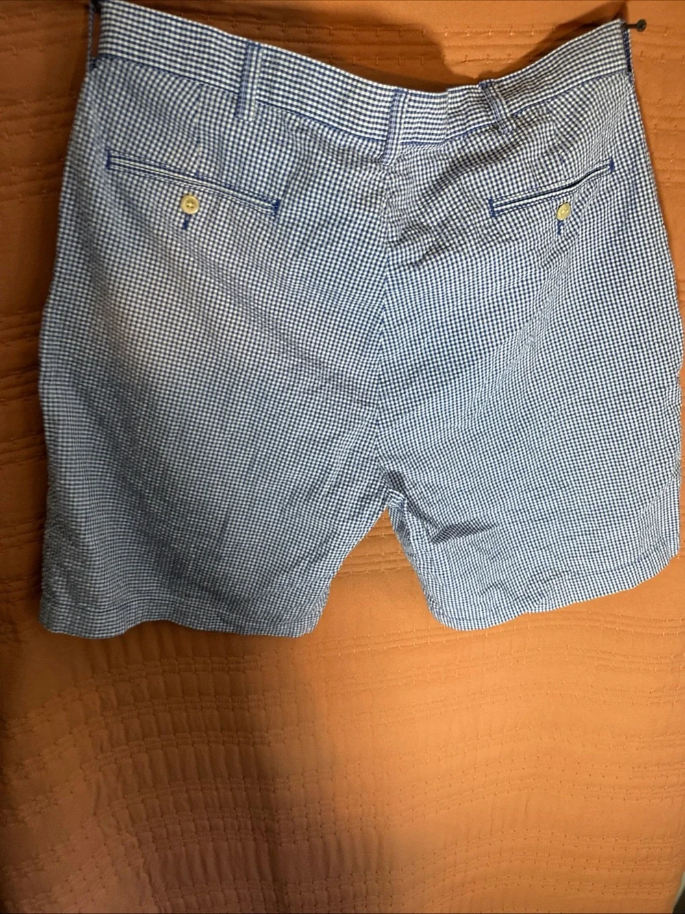 Polo by Ralph Lauren Navy and White Gingham Flat Front Men’s Shorts